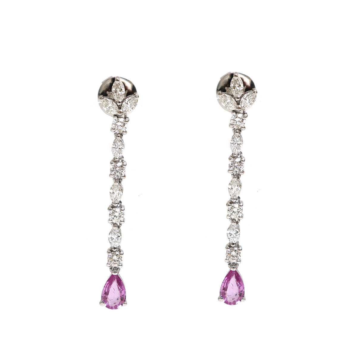 Diamond Pink Sapphire Earrings