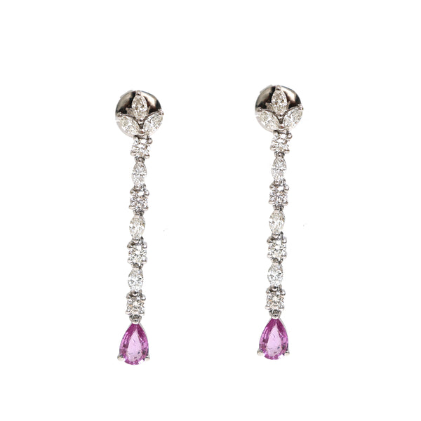 Diamond Pink Sapphire Earrings