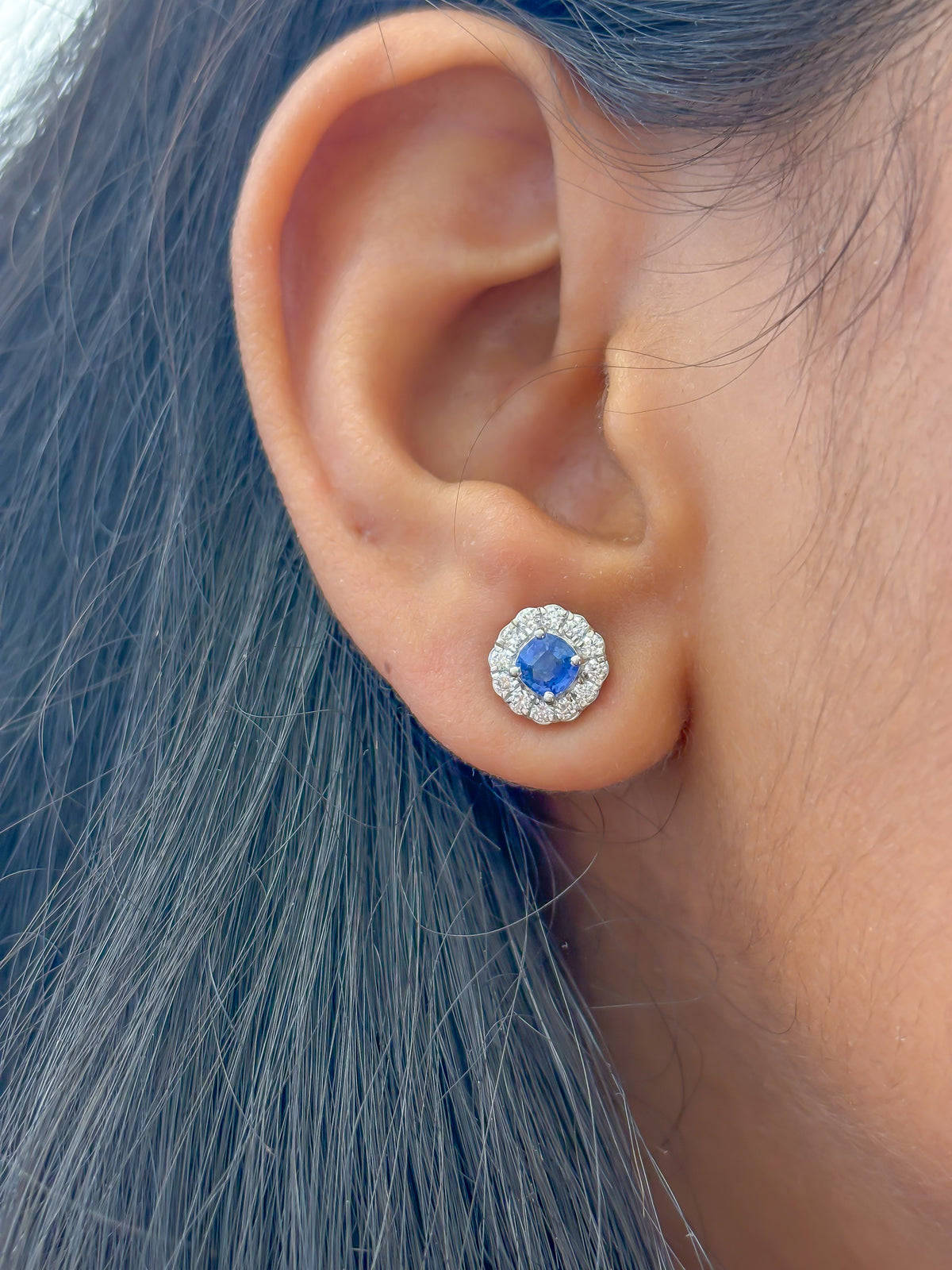 Blue Sapphire Diamond Earrings