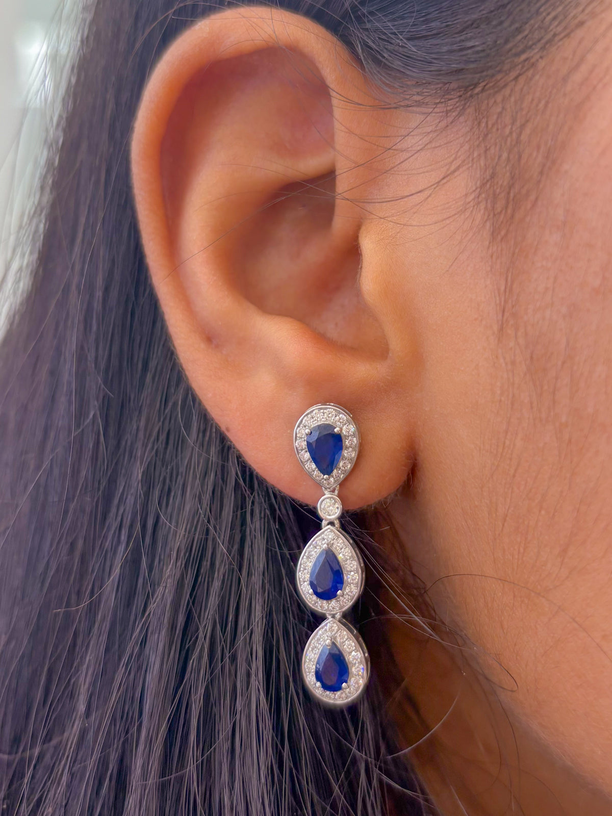 Blue Sapphire Diamond Earrings