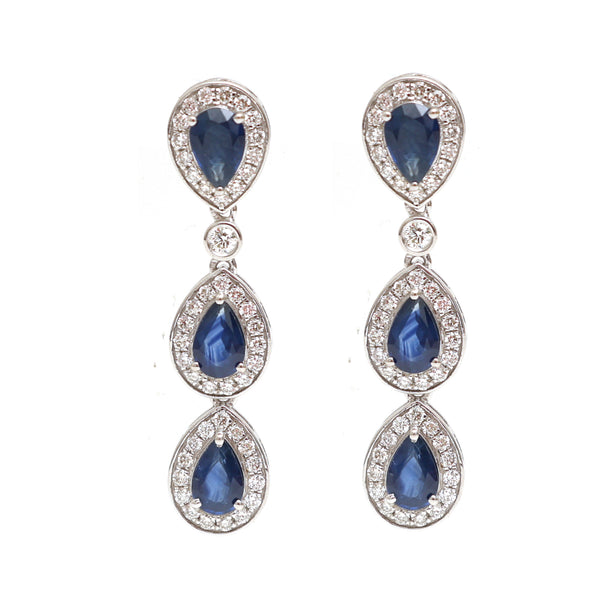 Blue Sapphire Diamond Earrings