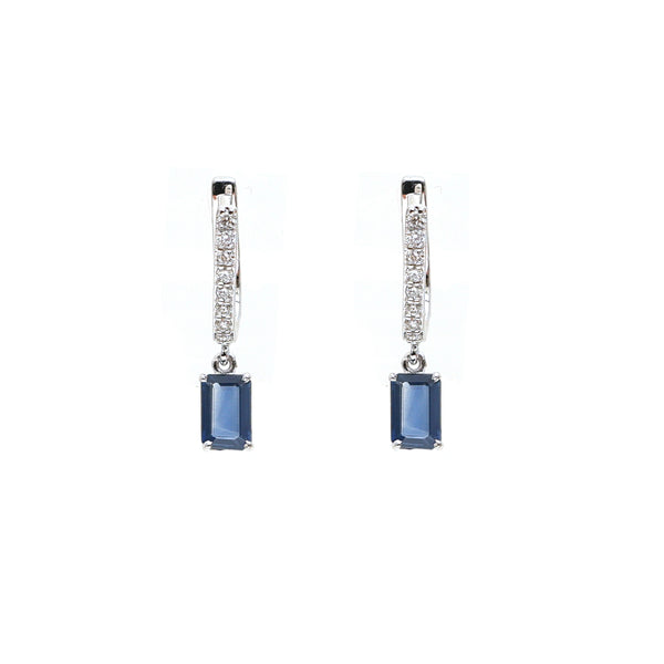 Blue Sapphire Diamond Earrings