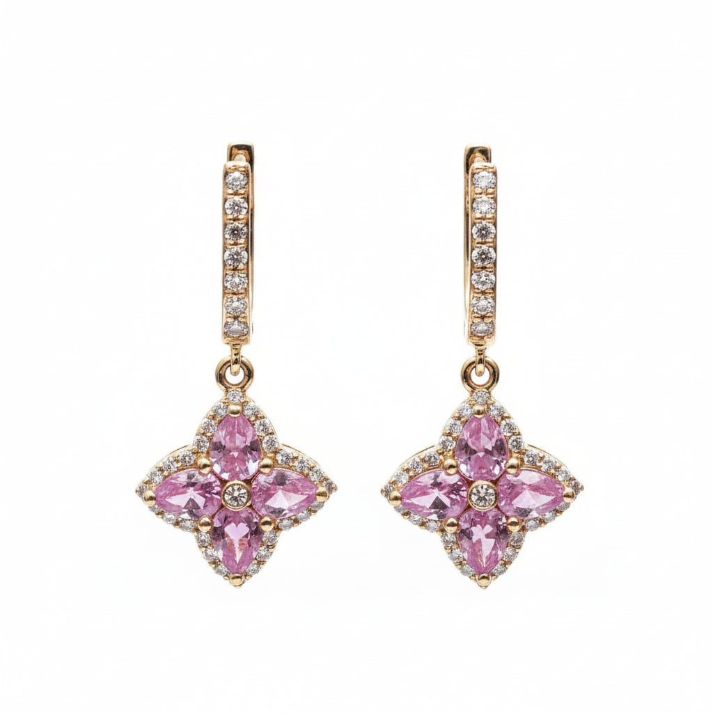 Pink Sapphire Diamond Earring