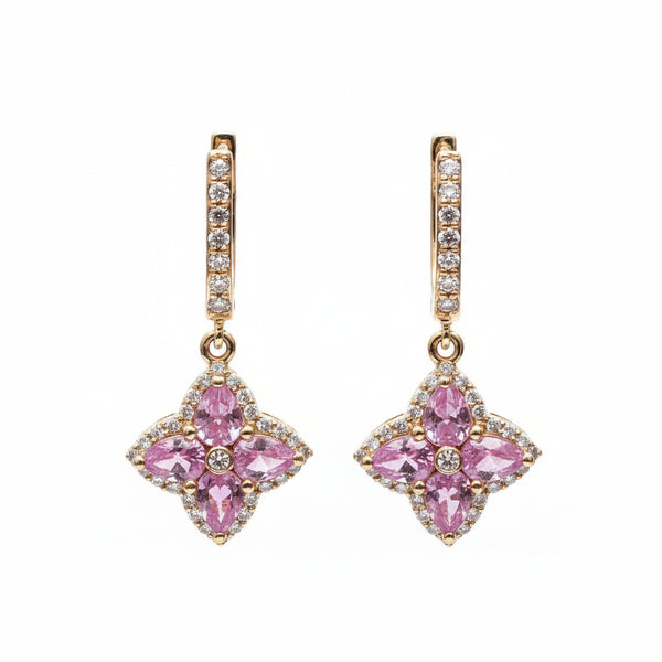 Pink Sapphire Diamond Earring
