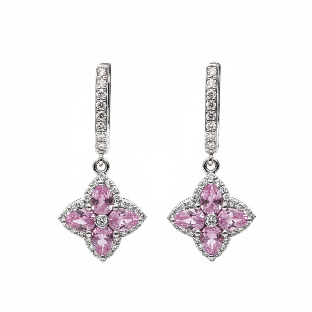 Pink Sapphire Diamond Earring