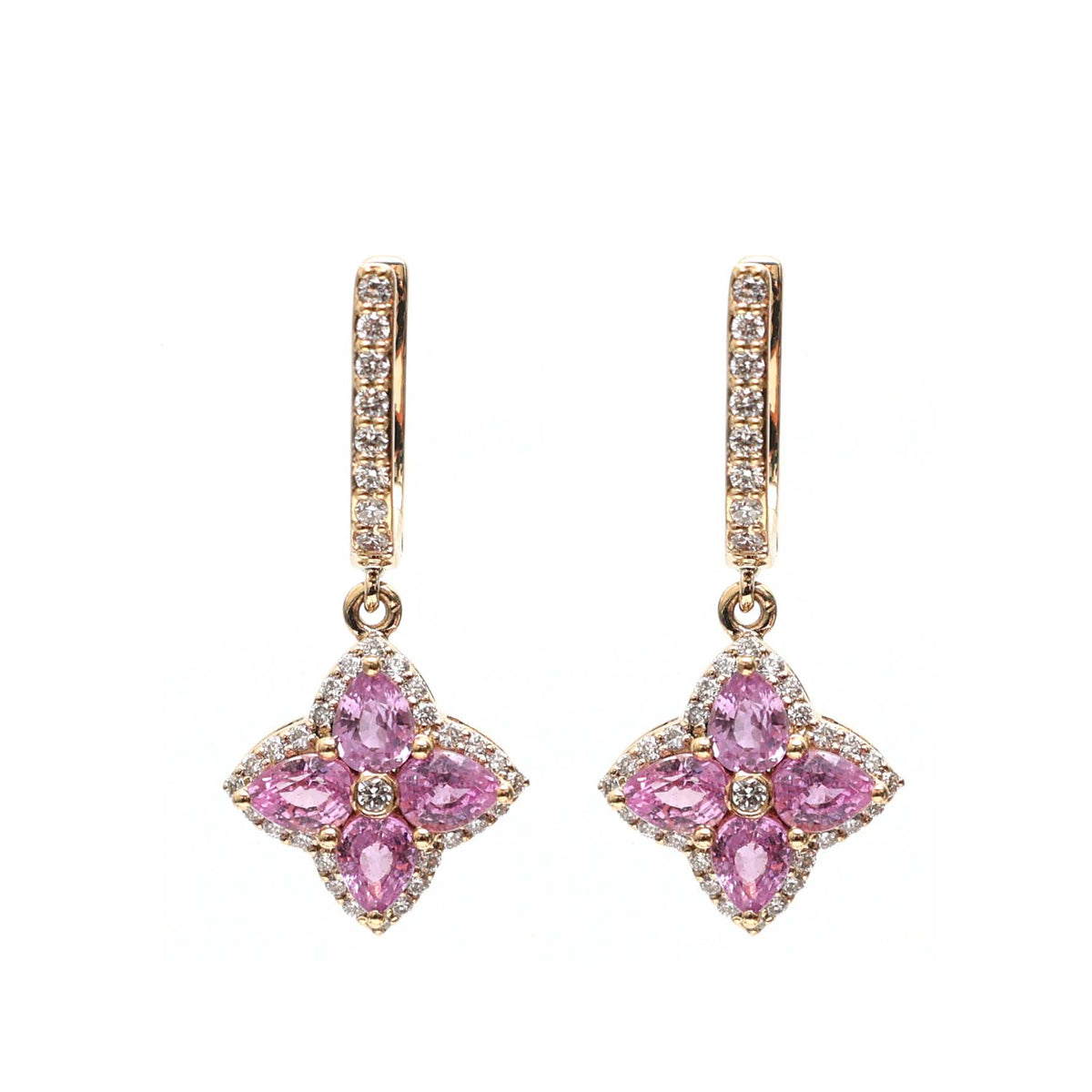 Pink Sapphire Diamond Earring
