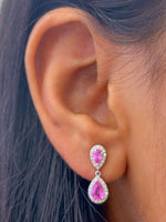 Pink Sapphire Diamond Earrings