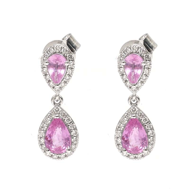 Pink Sapphire Diamond Earrings