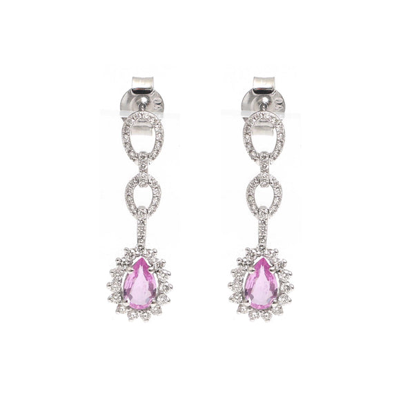 Pink Sapphire Diamond Earrings
