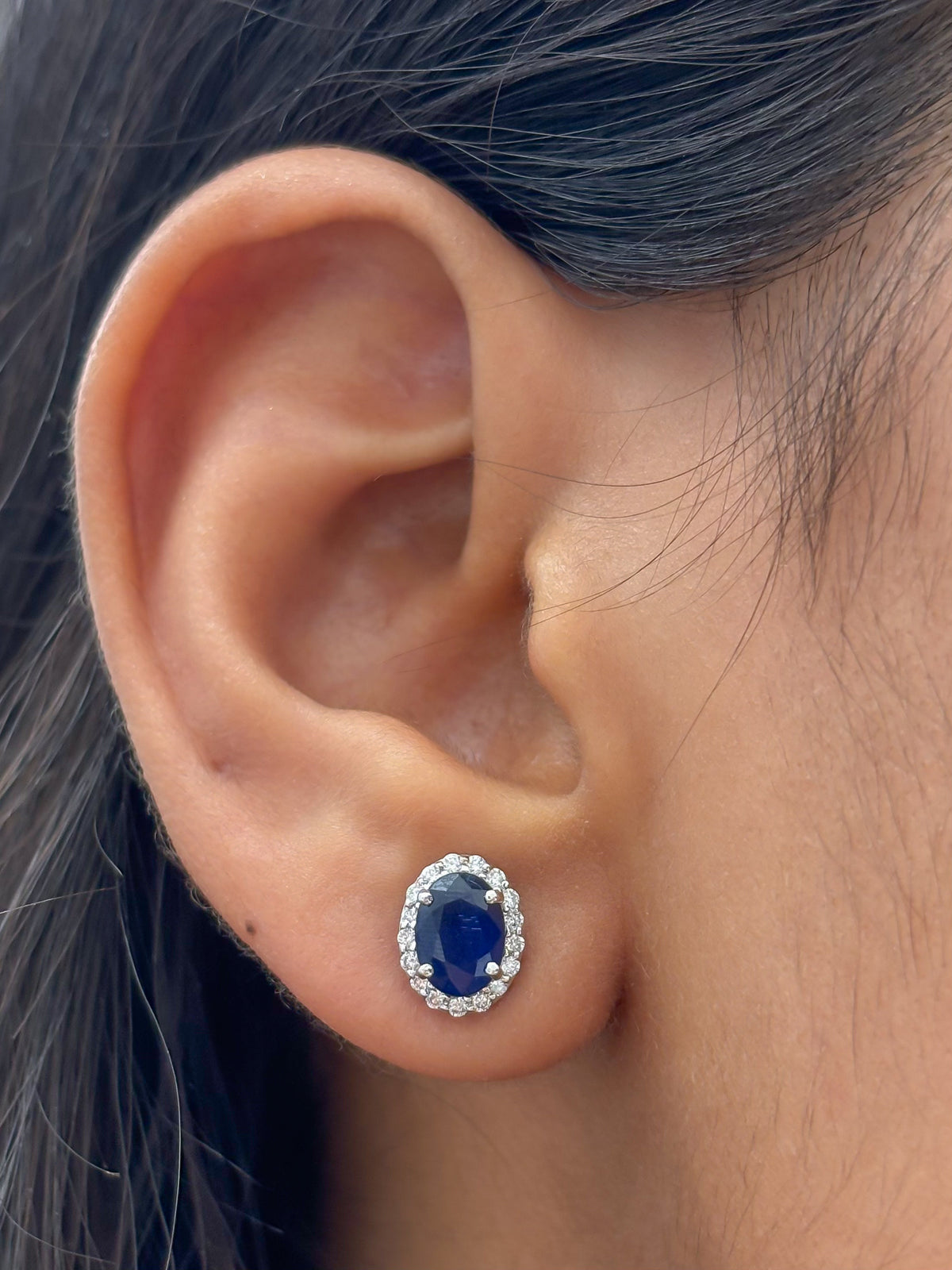 Blue Sapphire Diamond Earrings