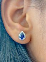 Blue Sapphire Diamond Earrings
