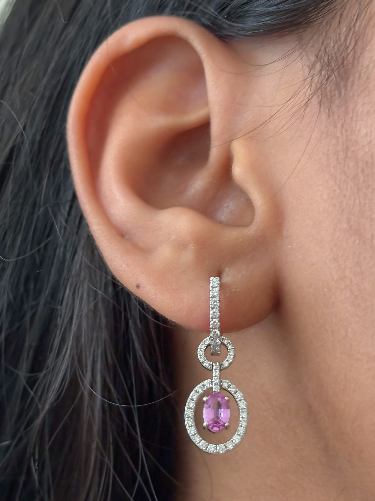 Pink Sapphire Diamond Earrings