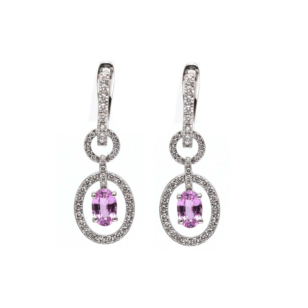 Pink Sapphire Diamond Earrings