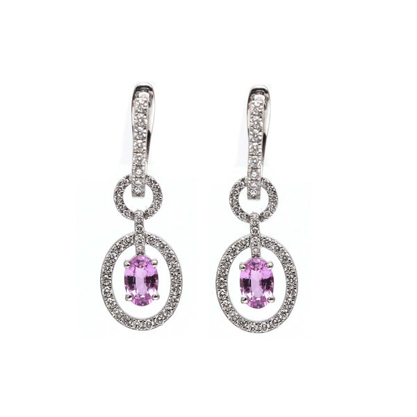 Pink Sapphire Diamond Earrings