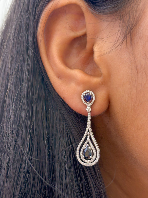 Blue Sapphire Diamond Earrings