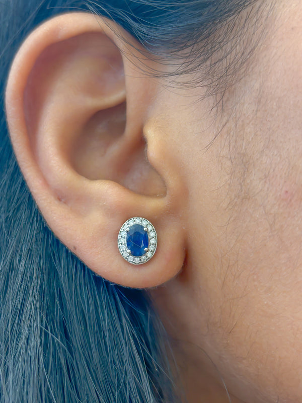 Blue Sapphire Diamond Earrings