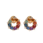 Rainbow Sapphire Diamond Earrings