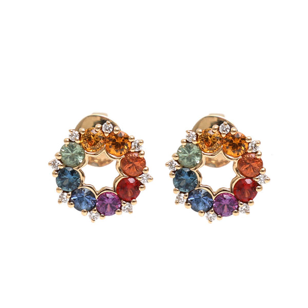 Rainbow Sapphire Diamond Earrings