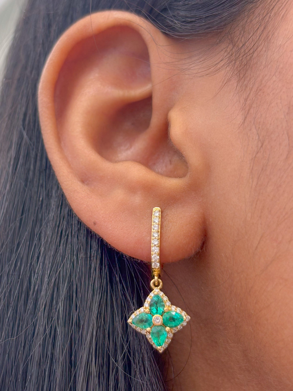 Emerald Diamond Earring