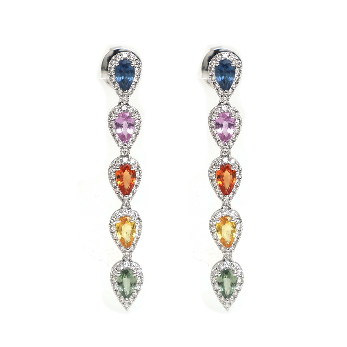 Rainbow Sapphire Diamond Earrings