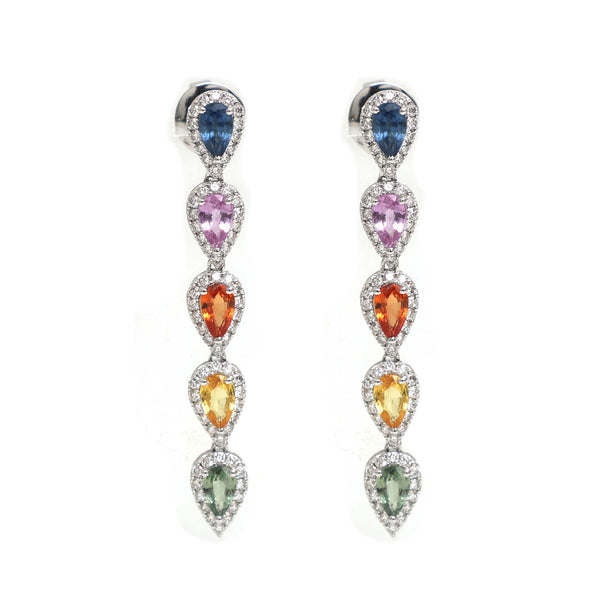 Rainbow Sapphire Diamond Earrings