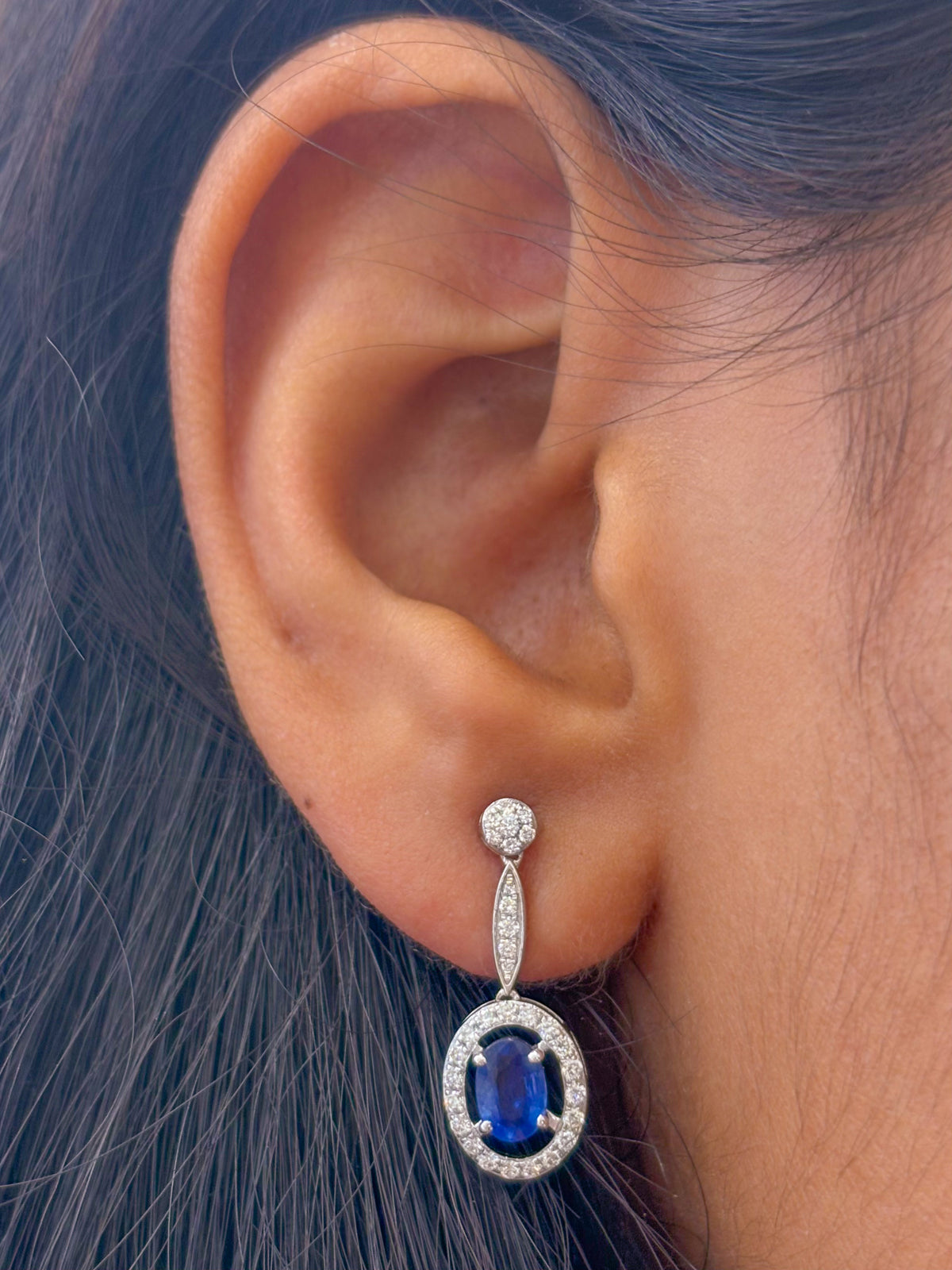 Blue Sapphire Diamond Earrings