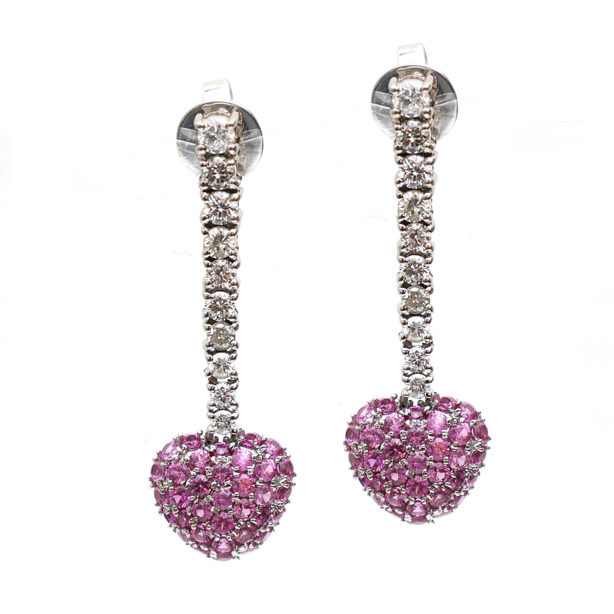 Pink Sapphire Diamond Earrings