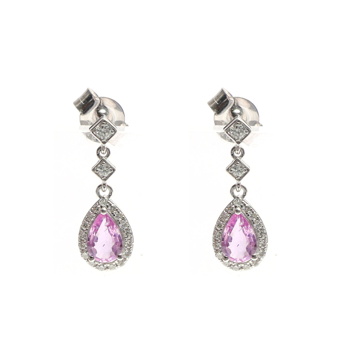 Pink Sapphire Diamond Earrings