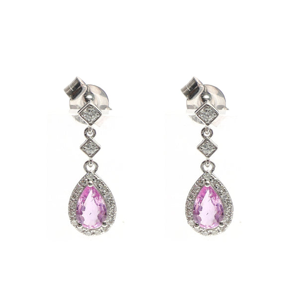 Pink Sapphire Diamond Earrings