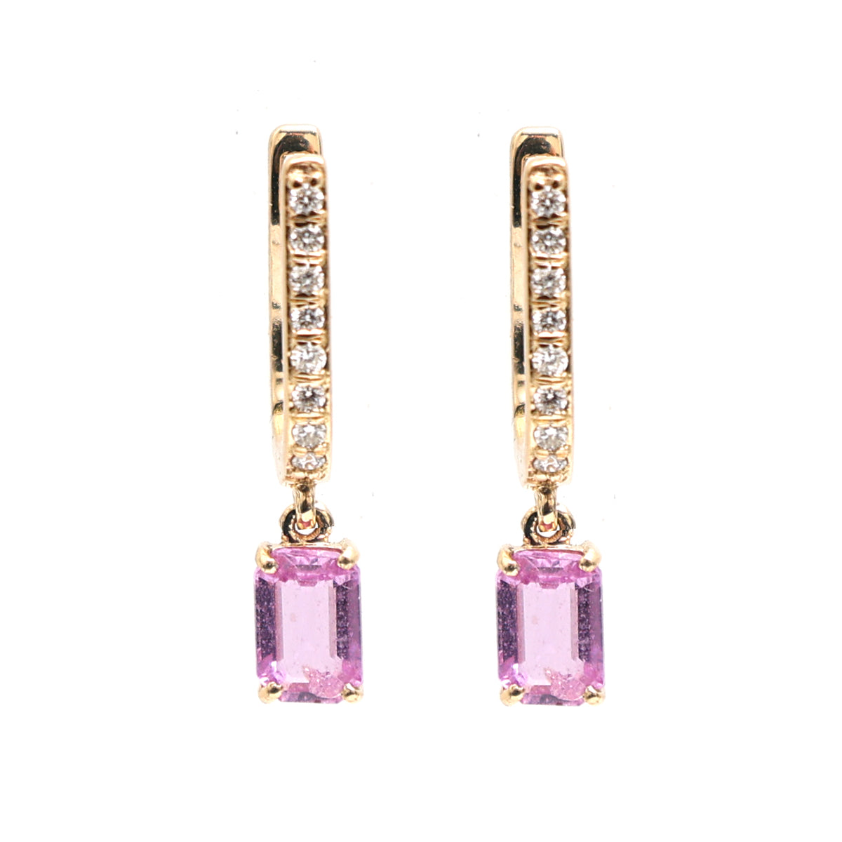 Pink Sapphire Diamond Earrings