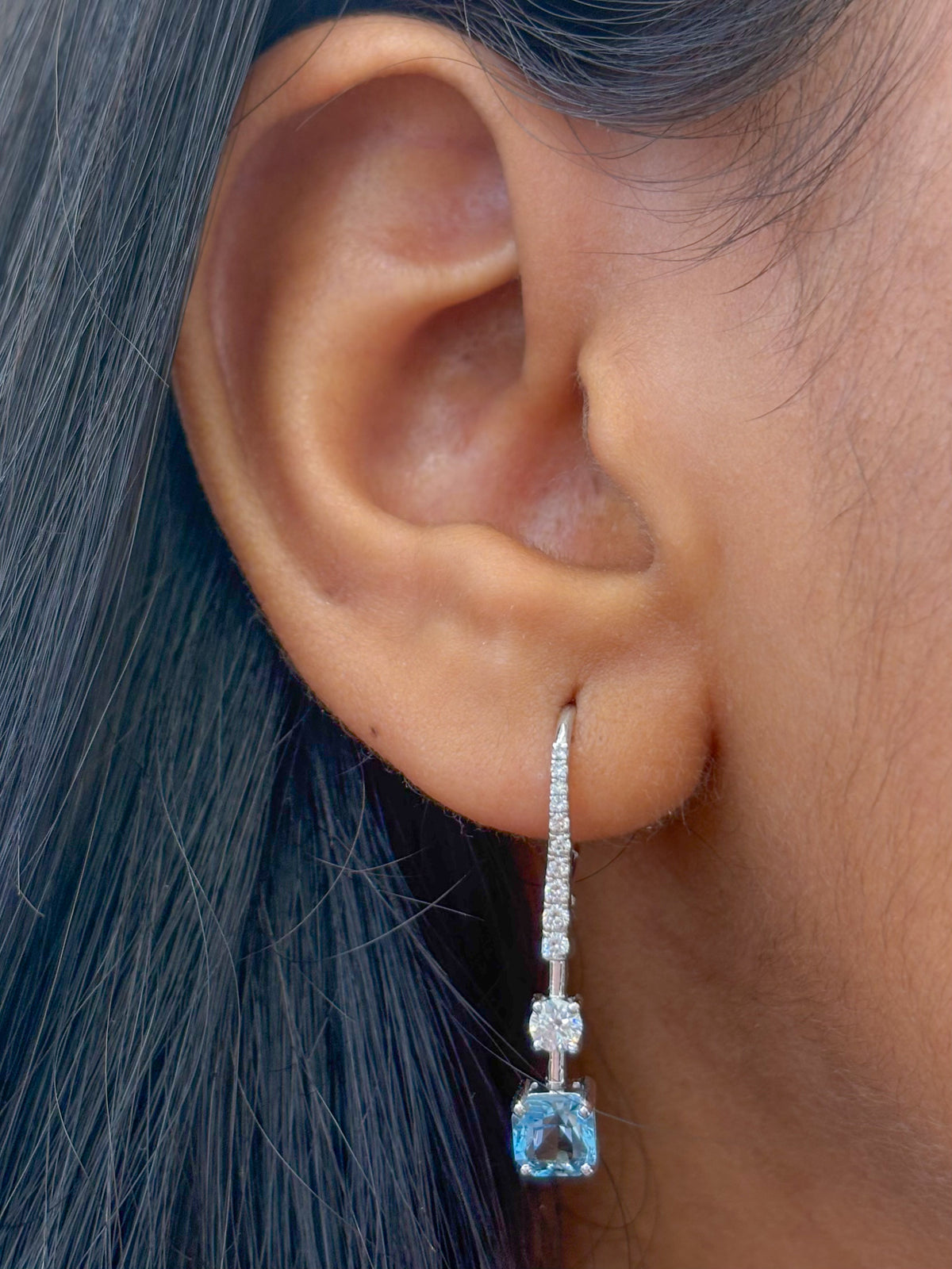 Diamond Aquamarine Earrings