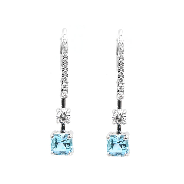 Diamond Aquamarine Earrings