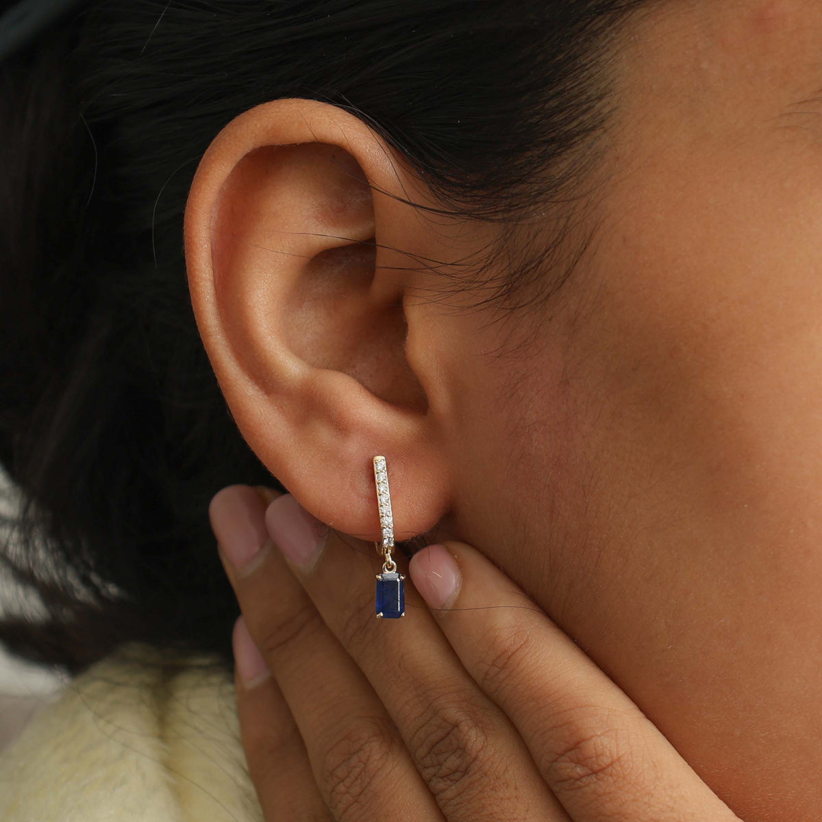 Blue Sapphire Diamond Earrings