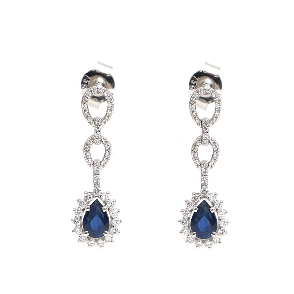 Blue Sapphire Diamond Earrings