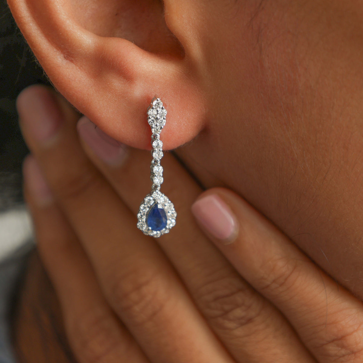 Blue Sapphire Diamond Earrings