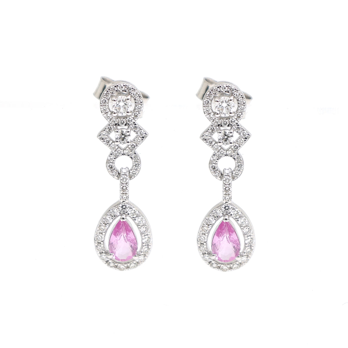 Pink Sapphire Diamond Earrings