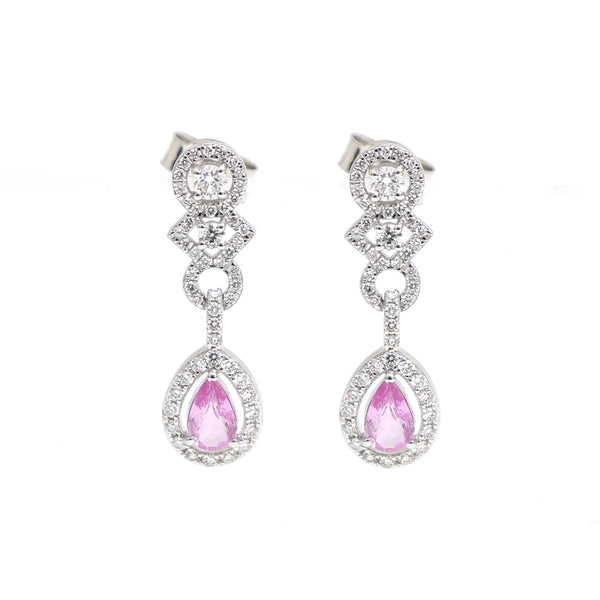 Pink Sapphire Diamond Earrings