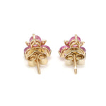 Pink Sapphire Round With Diamond Studs Earring