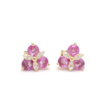 Pink Sapphire Round With Diamond Studs Earring