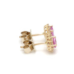 Pink Sapphire Round With Diamond Studs Earring