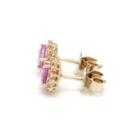 Pink Sapphire Round With Diamond Studs Earring