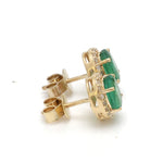 Emerald Oval With Round Diamond Earring