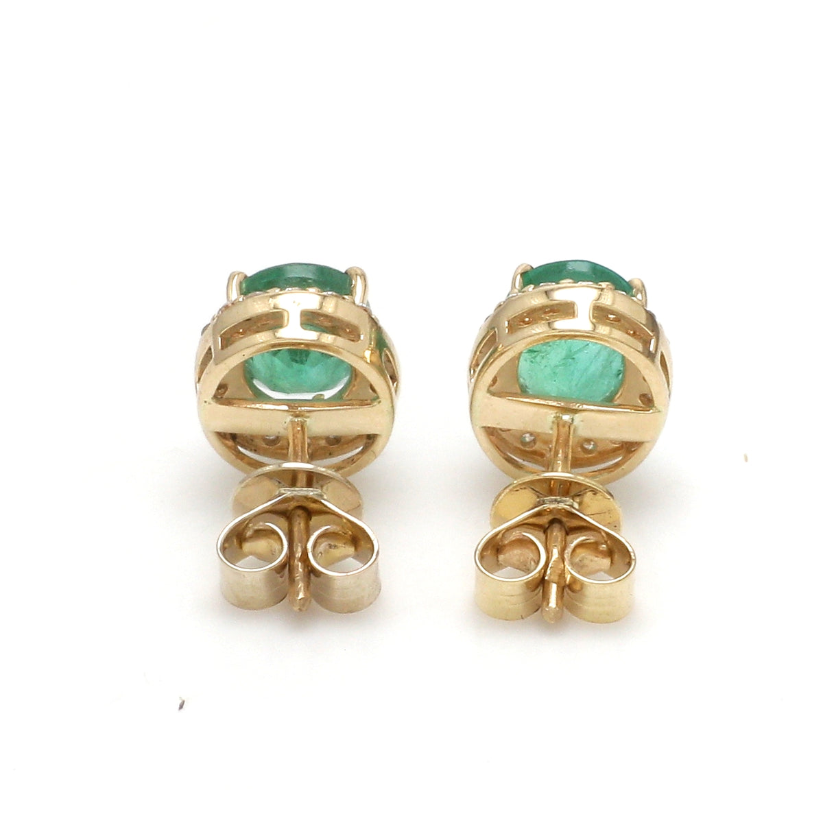 Emerald Oval With Round Diamond Earring