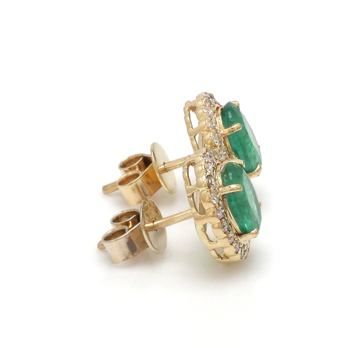 Emerald Oval With Diamond Studs Earring