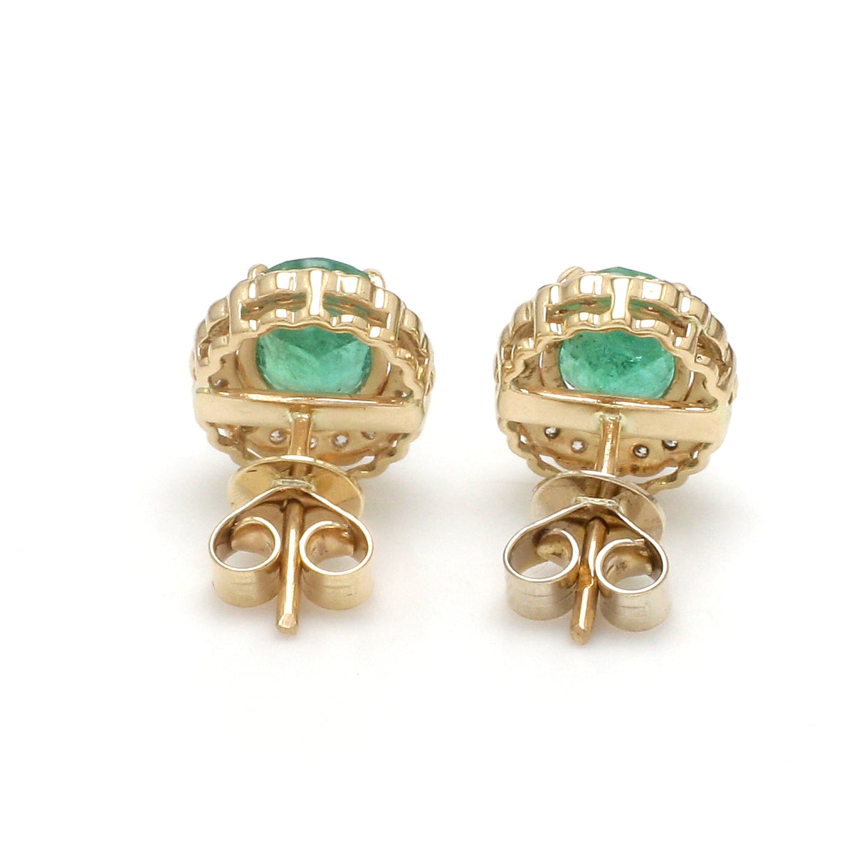 Emerald Oval With Diamond Studs Earring