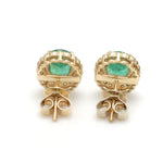 Emerald Oval With Diamond Studs Earring