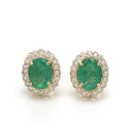 Emerald Oval With Diamond Studs Earring