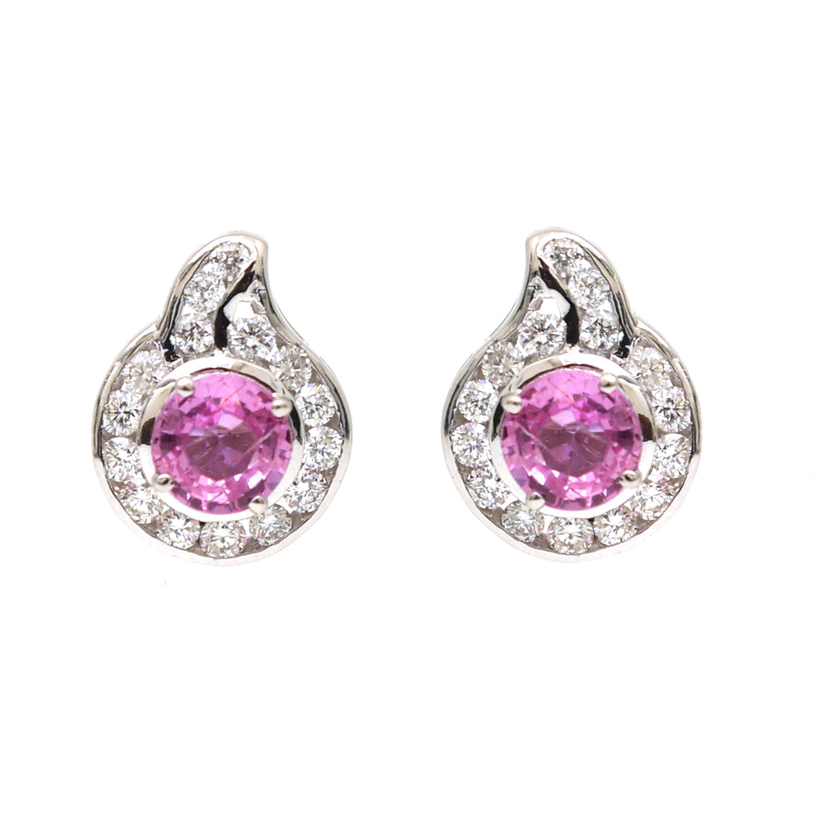 Pink Sapphire Diamond Earrings