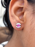 Pink Sapphire Diamond Earrings