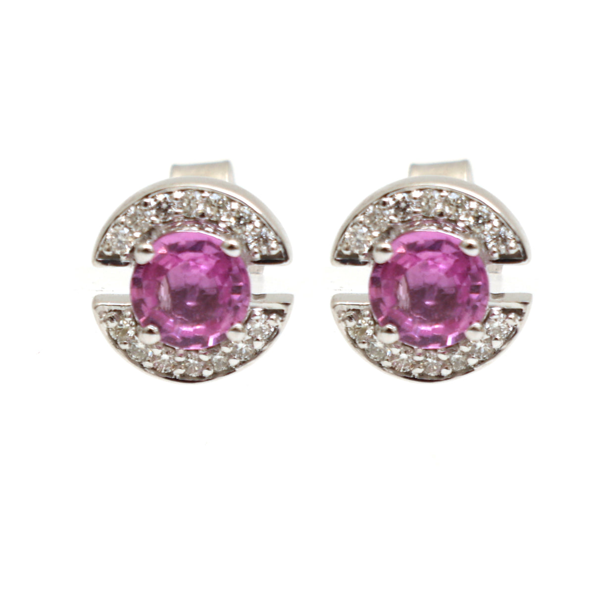 Pink Sapphire Diamond Earrings